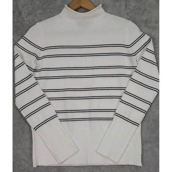 French Connection Essentials Womens White Black Striped‎ Tunic Sweater Small NWT - Picture 1 of 9